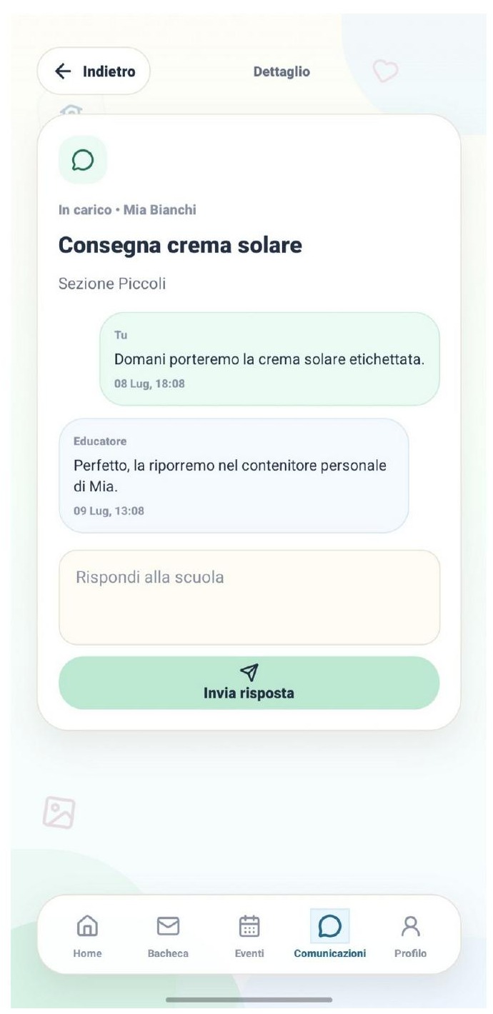 Conversazione tra famiglia ed educatore nell’app