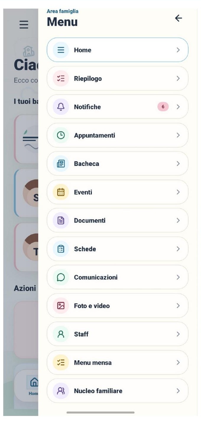 Menu di Scuola in App con accesso alla sezione Appuntamenti